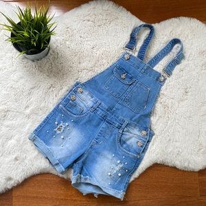 Pink Rabbit Jean Short Overalls